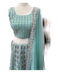 Sea Green - Chiffon Lucknow Lehenga Set - UK Stock - 24h Dispatch - AF2326 TP 0523