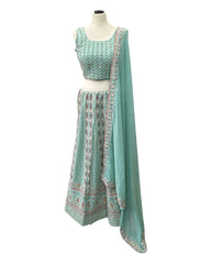 Sea Green - Chiffon Lucknow Lehenga Set - UK Stock - 24h Dispatch - AF2326 TP 0523