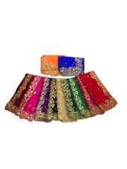 Ladies Net Dupatta / Scarf with Gold Embroidered Border - Mix N Match -  ASM2301 Pp0723