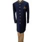 Raw Silky Navy Blue Sherwani with Hand Embroidery - YD2304 RV 0523