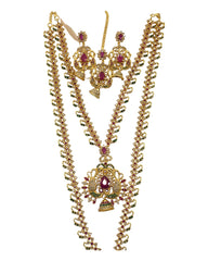 Multi - Gold Finish Double Necklace set - Bollywood - Weddings - MSK37 VT 0523