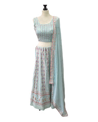 Sky Blue - Chiffon Lucknow Lehenga Set - UK Stock - 24h Dispatch - AF2326 TP 0523