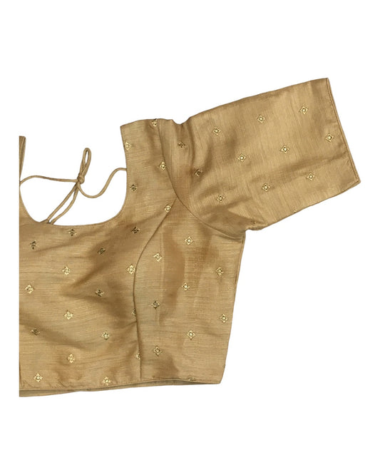 Gold - Embroidered Dupion Silk Saree blouse - size 32"-50" - S, M, L, XL, XXL, XXXL and XXXXL - AF2328 A 0623