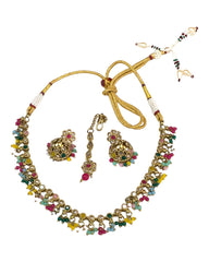 Multi Coloured - Antique Gold Finish Choker Necklace set - Bollywood - Weddings - HB965 H 0523