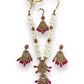 Magenta - Antique Gold Finish Choker Necklace set - Bollywood - Weddings - JIG475 VY 0523