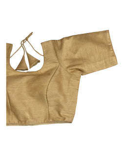 Gold - Plain Dupion Silk Saree blouse - size 32"-50" - S, M, L, XL, XXL, XXXL and XXXXL - AF2329 A 0623
