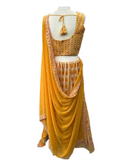 Mustard Yellow Chiffon Lucknow Lehenga Set - UK Stock - 24h Dispatch - AF2326 TP 0523