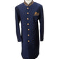 Raw Silky Navy Blue Sherwani with Hand Embroidery - YD2304 RV 0523