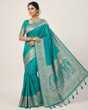 Jade Green - Traditional Handloom Saree with Blouse Piece - UK stock - 24hr Dispatch - SP2630 KP - Prachy Creations