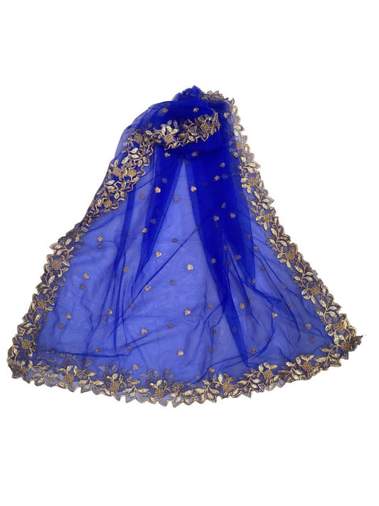 Ladies Net Dupatta / Scarf with Gold Embroidered Border - Mix N Match - ASM2301 Pp0723 - Prachy Creations