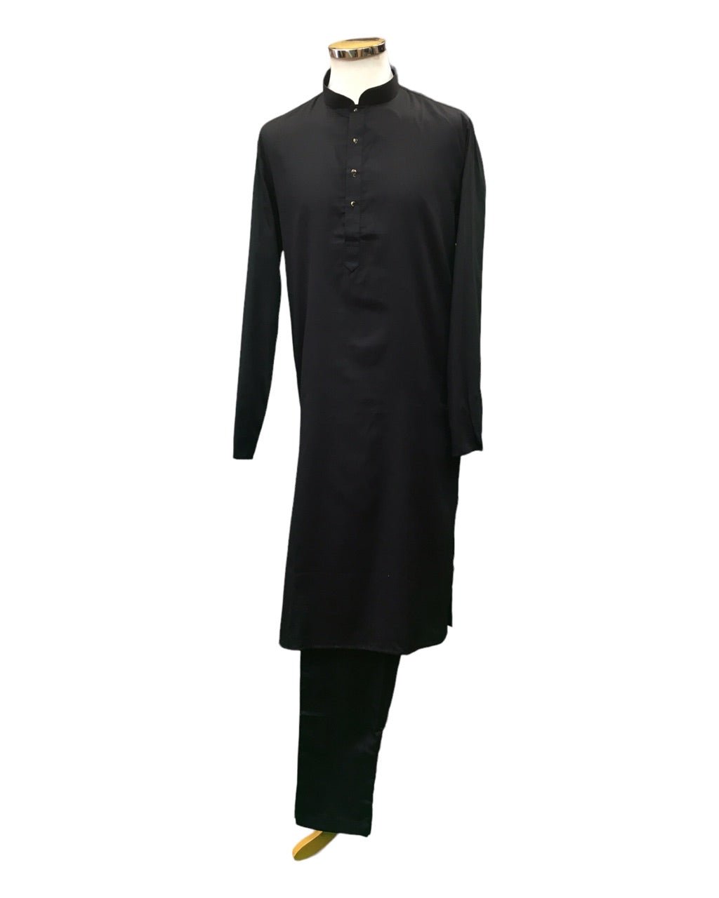 Leather Cotton Mens Indian Kurta set in Black - for Sangeet, Mehndi, Eid Celebration (with smart trousers) - Farishta KP - Prachy Creations