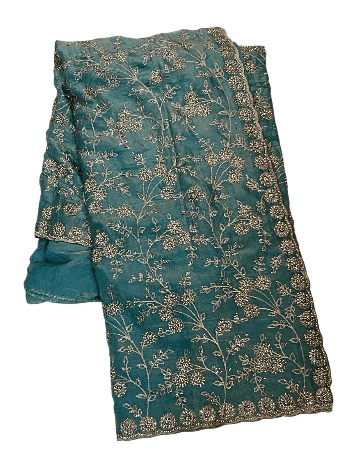 Light Blue - Rich Saree with Allover Embroidery and Blouse Piece - UK stock - 24hr Dispatch - RS2507 PR - Prachy Creations
