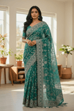 Light Blue - Rich Saree with Allover Embroidery and Blouse Piece - UK stock - 24hr Dispatch - RS2507 PT - Prachy Creations