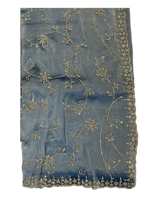 Light Blue - Rich Saree with Allover Embroidery and Blouse Piece - UK stock - 24hr Dispatch - RS2526 PK - Prachy Creations