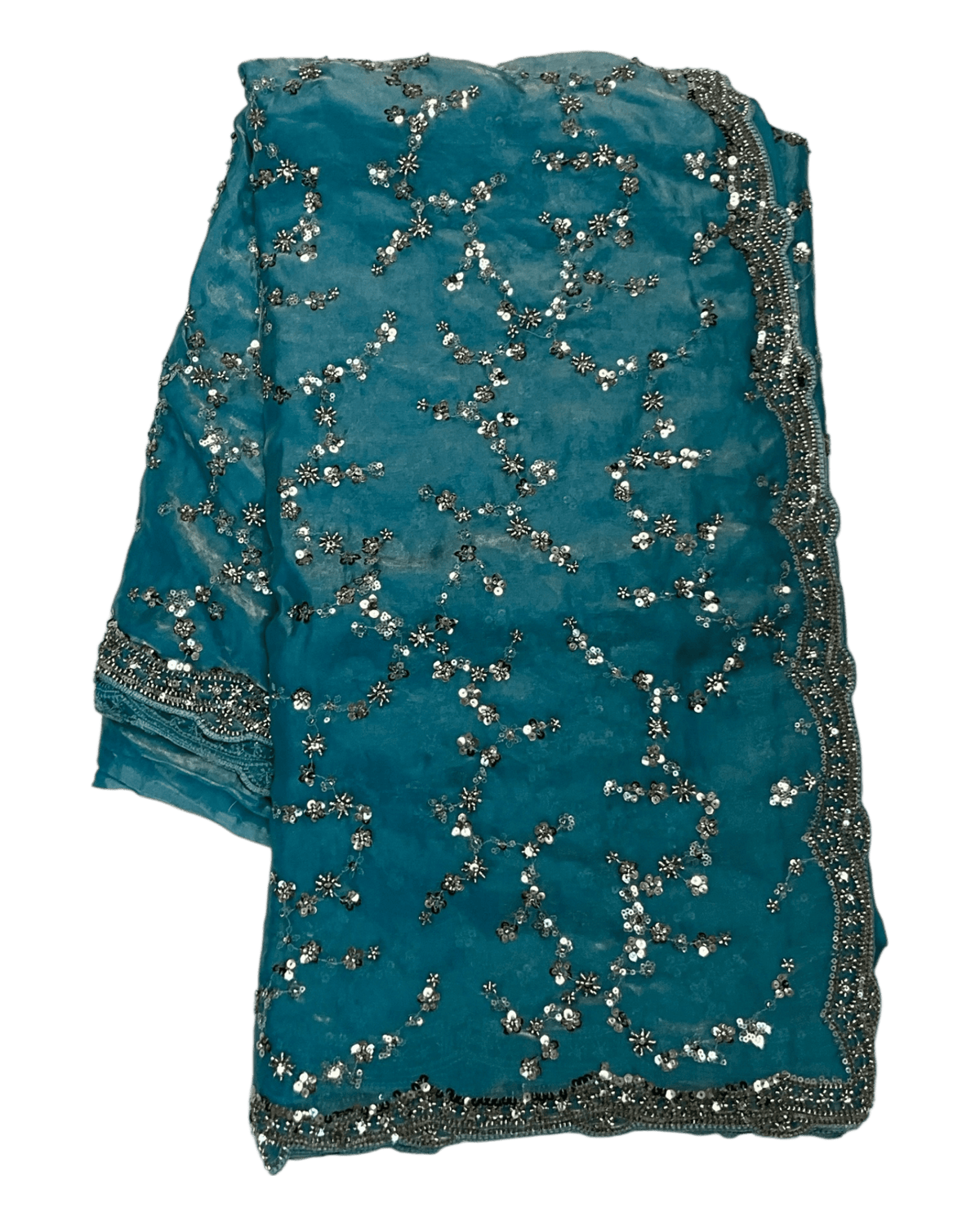 Light Blue - Rich Saree with Allover Sequins Work and Blouse Piece - UK stock - 24hr Dispatch - RS2503 JV - Prachy Creations