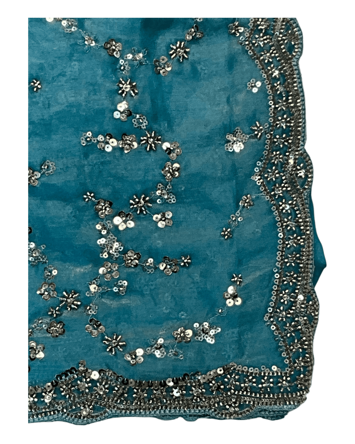 Light Blue - Rich Saree with Allover Sequins Work and Blouse Piece - UK stock - 24hr Dispatch - RS2503 JV - Prachy Creations