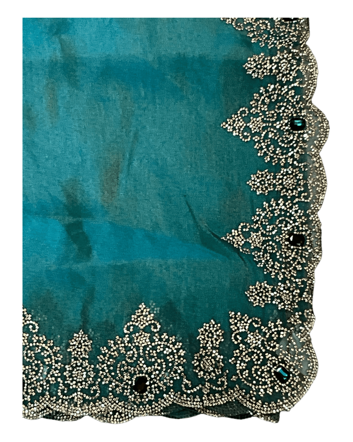Light Blue - Rich Saree with Stone Work and Blouse Piece - UK stock - 24hr Dispatch - RS2502 TH - Prachy Creations