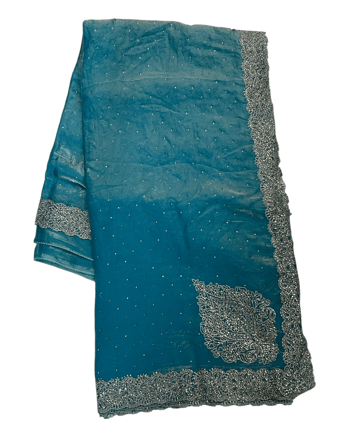 Light Blue - Rich Saree with Thread / Stone Embroidery and Blouse Piece - UK stock - 24hr Dispatch - RS2525 VJ - Prachy Creations