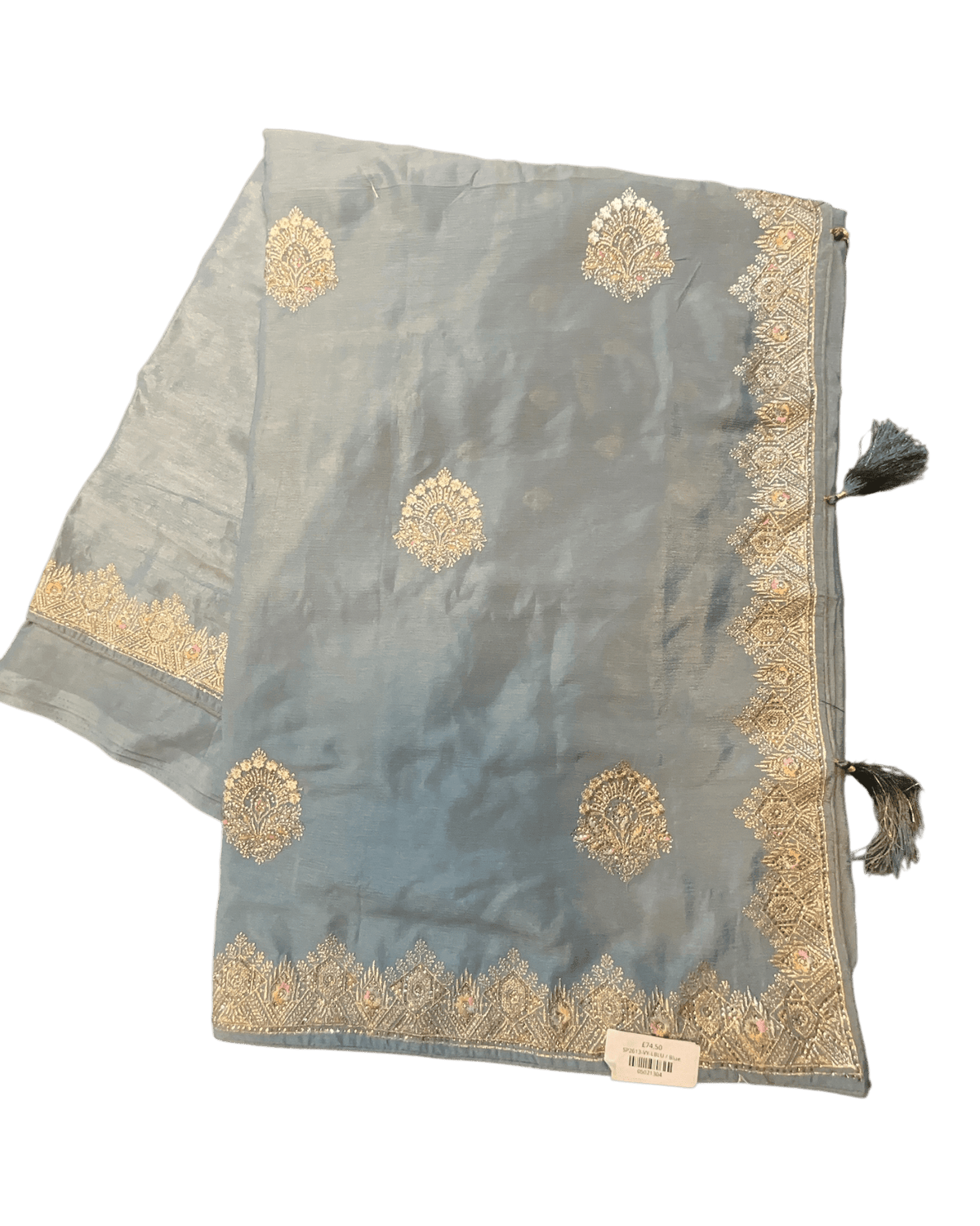 Light Blue - Saree with Thread / Stone Work and Blouse Piece - UK stock - 24hr Dispatch - SP2613 VY - Prachy Creations