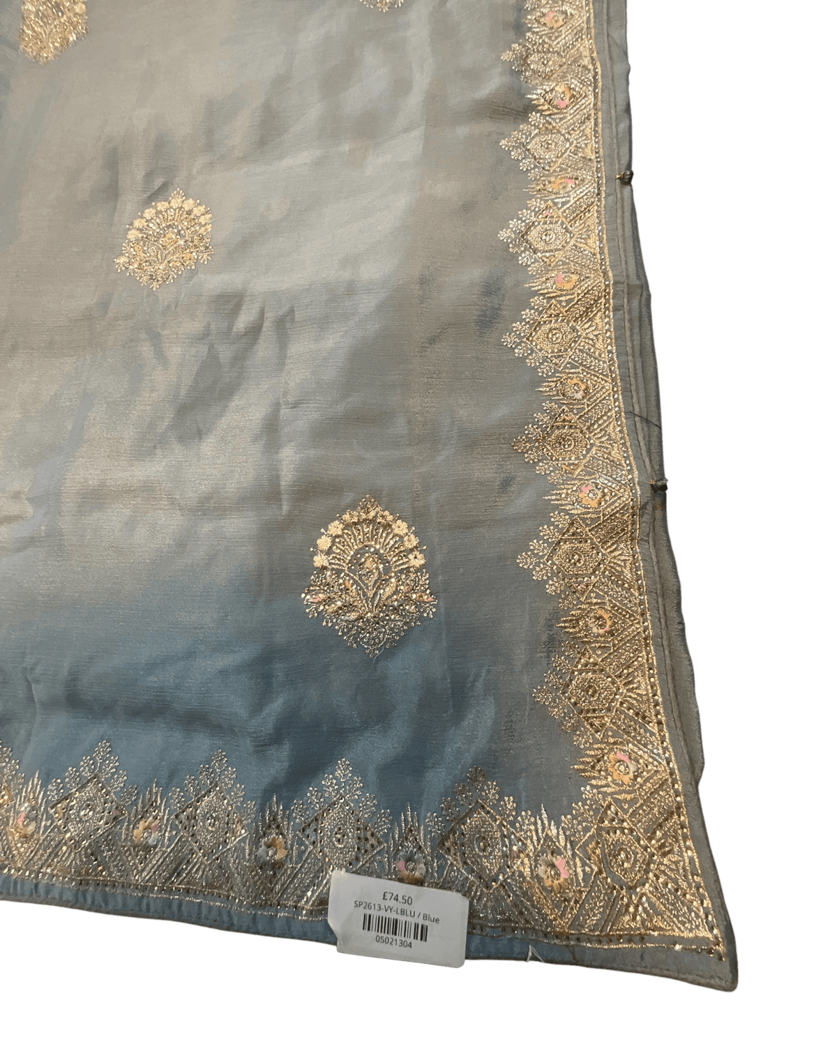 Light Blue - Saree with Thread / Stone Work and Blouse Piece - UK stock - 24hr Dispatch - SP2613 VY - Prachy Creations