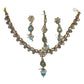 Light Blue - Small Size Antique Gold Finish Necklace Set with Earrings & Head Piece /Tika- SLV78 11Ap24 - Prachy Creations