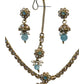 Light Blue - Small Size Antique Gold Finish Necklace Set with Earrings & Head Piece /Tika- SLV79 11A24 - Prachy Creations