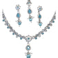 Light Blue - Small Size Silver Finish Necklace Set with Earrings & Head Piece /Tika- SLV78 11Ap24 - Prachy Creations