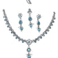 Light Blue - Small Size Silver Finish Necklace Set with Earrings & Head Piece /Tika- SLV78 11Ap24 - Prachy Creations