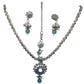 Light Blue - Small Size Silver Finish Necklace Set with Earrings & Head Piece /Tika- SLV79 11A24 - Prachy Creations