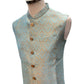 Light Blue / Turquoise - Brocade - Mens Indian Waistcoat - UK Stock - VNS-JKT53 10KK25 - Prachy Creations