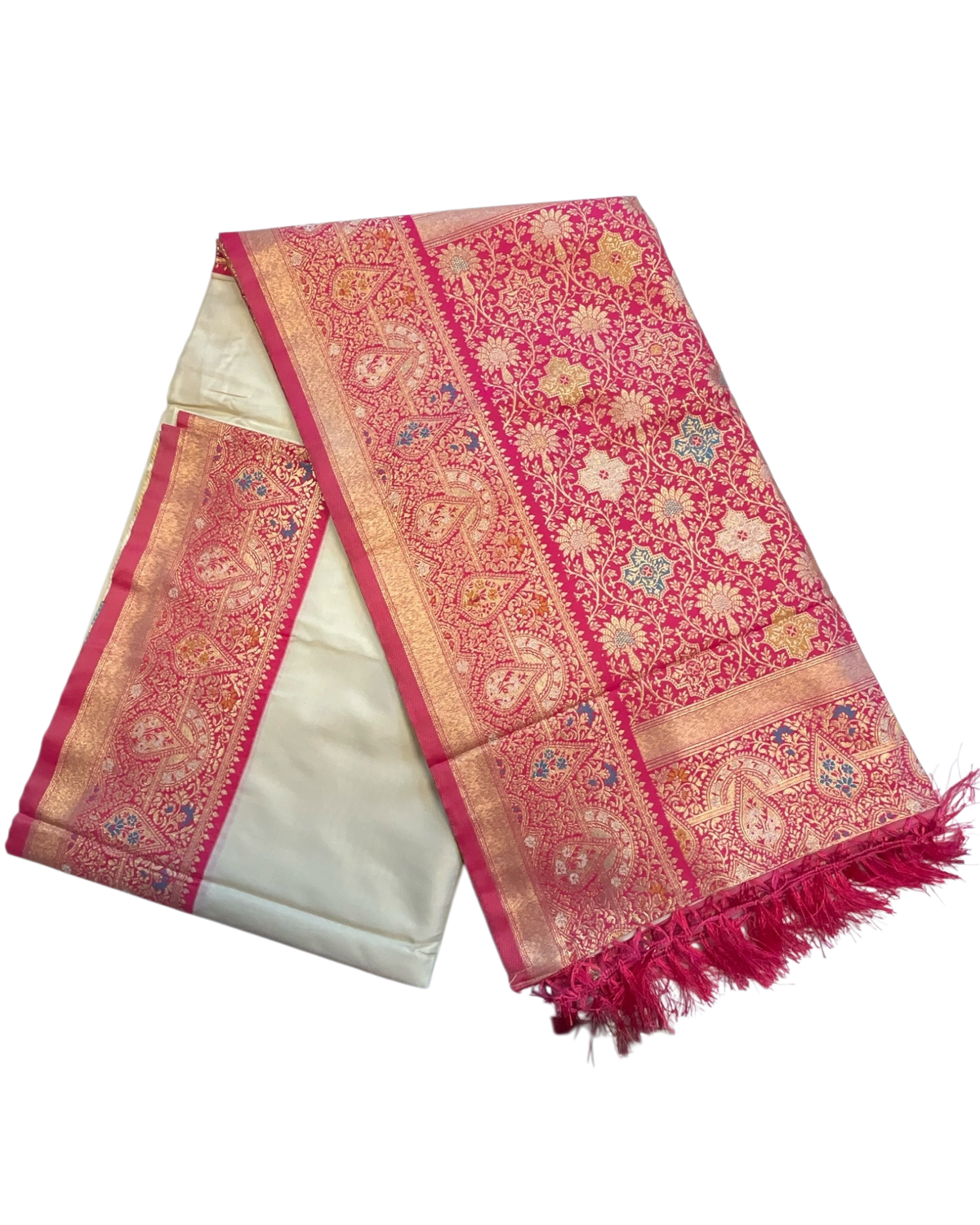 Light Gold - Silky Handloom Banarasi Saree with Blouse Piece - 12KH25 RP389 - Prachy Creations
