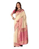 Light Gold - Silky Handloom Banarasi Saree with Blouse Piece - 12KH25 RP389 - Prachy Creations