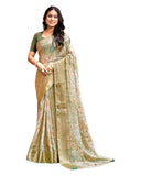 Light Green - Crepe Printed Saree with Blouse Piece - KASVRI 101 10KK25 - Prachy Creations
