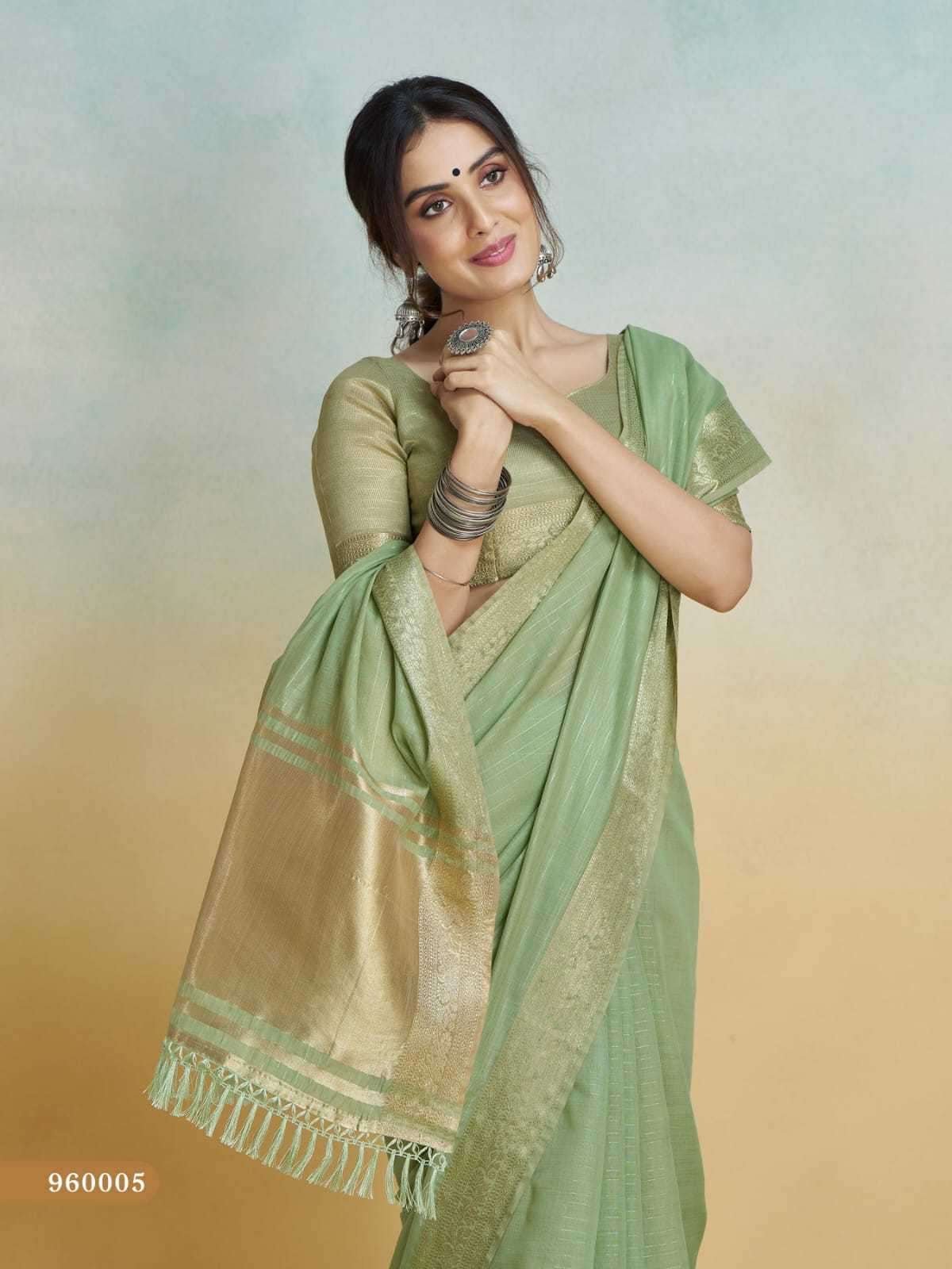 Light Green - Handloom -Cotton Silky Banarasi Saree with Blouse Piece - SHISLI960005 10KT25 - Prachy Creations