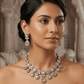 Light Green - Medium Size Antique Gold Finish Choki Necklace Set with Earrings - Bollywood - AVON-KU1320 08KA25 - Prachy Creations