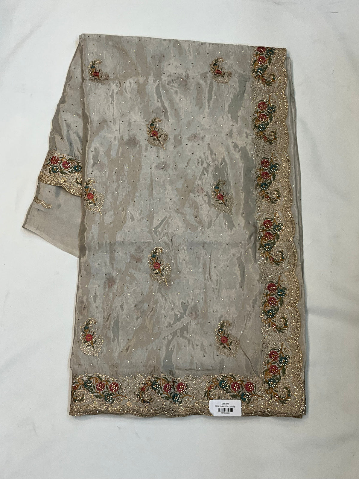 Light Grey - Fancy Party Saree with Blouse Piece - UK stock - 24hr Dispatch - SP2610 VK - Prachy Creations
