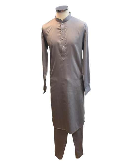 Light Grey - Rich Material Mens Indian Kurta set - Pair with a waistcoat or wear under Sherwanis - Weddings / Walimas , Sangeet, Mehndi / Henna , Eid / Diwali - BS2503 01VK25 - Prachy Creations