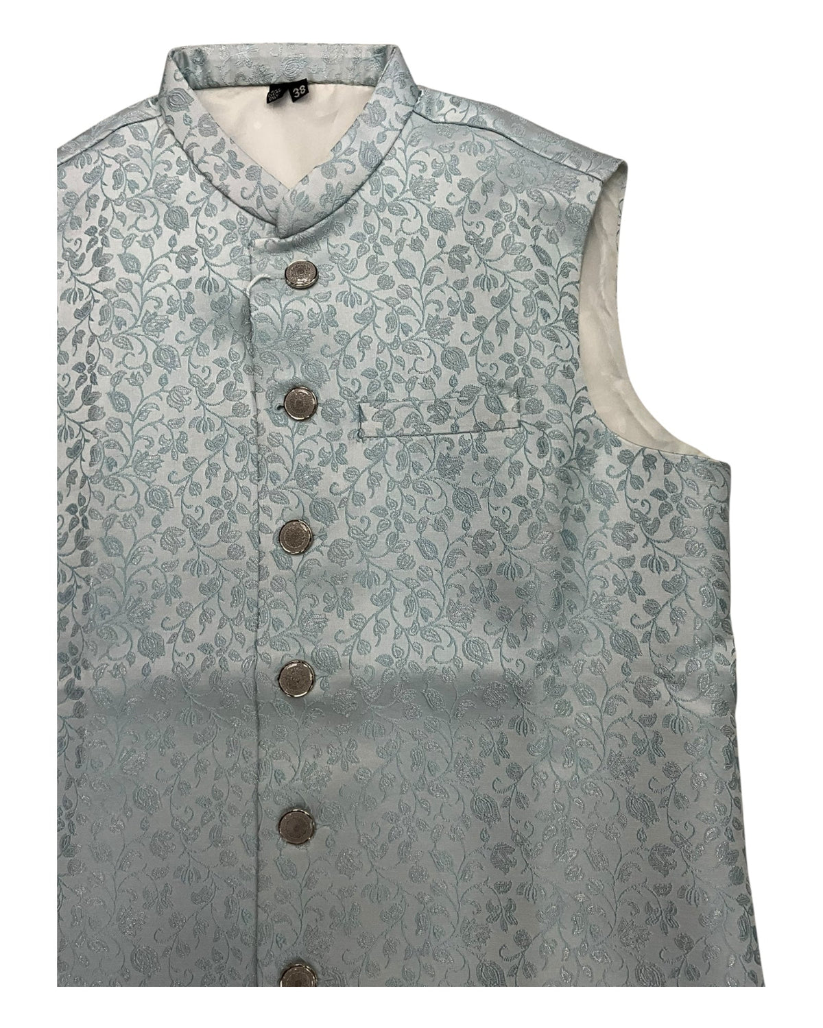 Light Pastel Blue - Banarasi Self Brocade - Premium Mens Waistcoat - VNS-JKT17 10KP25 - Prachy Creations