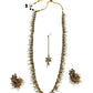 Light Pearl - Large Size Antique Gold Finish Long Necklace Set with Earrings - RAK408 KY 0525 - Prachy Creations