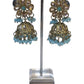 Light / Sky Blue - Medium Size Antique Gold Finish Necklace Set with Earrings - PRI1763 11H24 - Prachy Creations