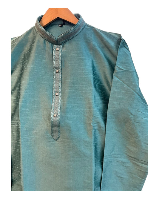 Light Turquoise Blue - Banarasi Handloom Brocade Mens Indian Kurta set - UK Stock - Weddings / Walimas , Sangeet, Diwali, Eid, Mehndi / Henna - VEE2532 KR - Prachy Creations