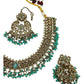 Light Turquoise Blue - Large Size Antique Gold Finish Necklace Set with Earrings & Tika (Head Piece) - UK Stock - GGA17 08KK25 - Prachy Creations