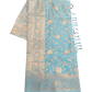 Light Turquoise - Traditional Handloom Saree with Blouse Piece - UK stock - 24hr Dispatch - SP2628 KR - Prachy Creations