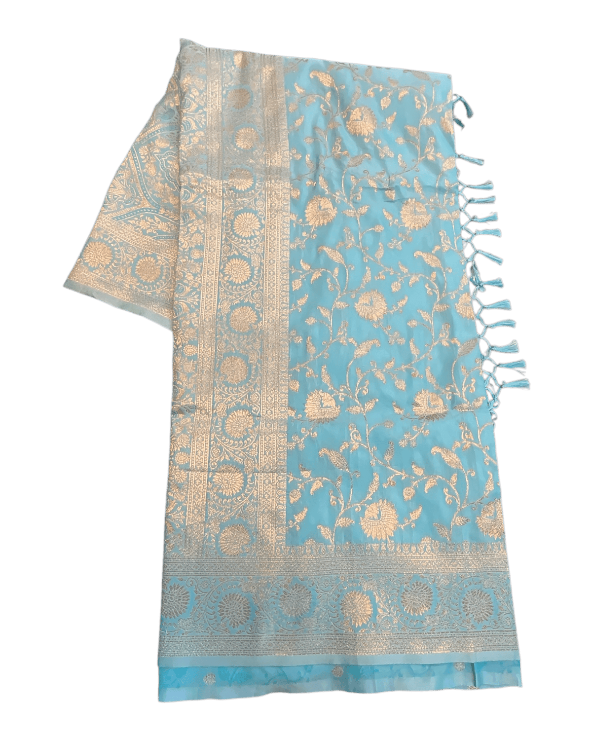 Light Turquoise - Traditional Handloom Saree with Blouse Piece - UK stock - 24hr Dispatch - SP2628 KR - Prachy Creations