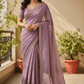 Lilac - Classic Satin Crepe Saree with Stone Work and Blouse Piece - UK stock - 24hr Dispatch - RS2533 VJ - Prachy Creations