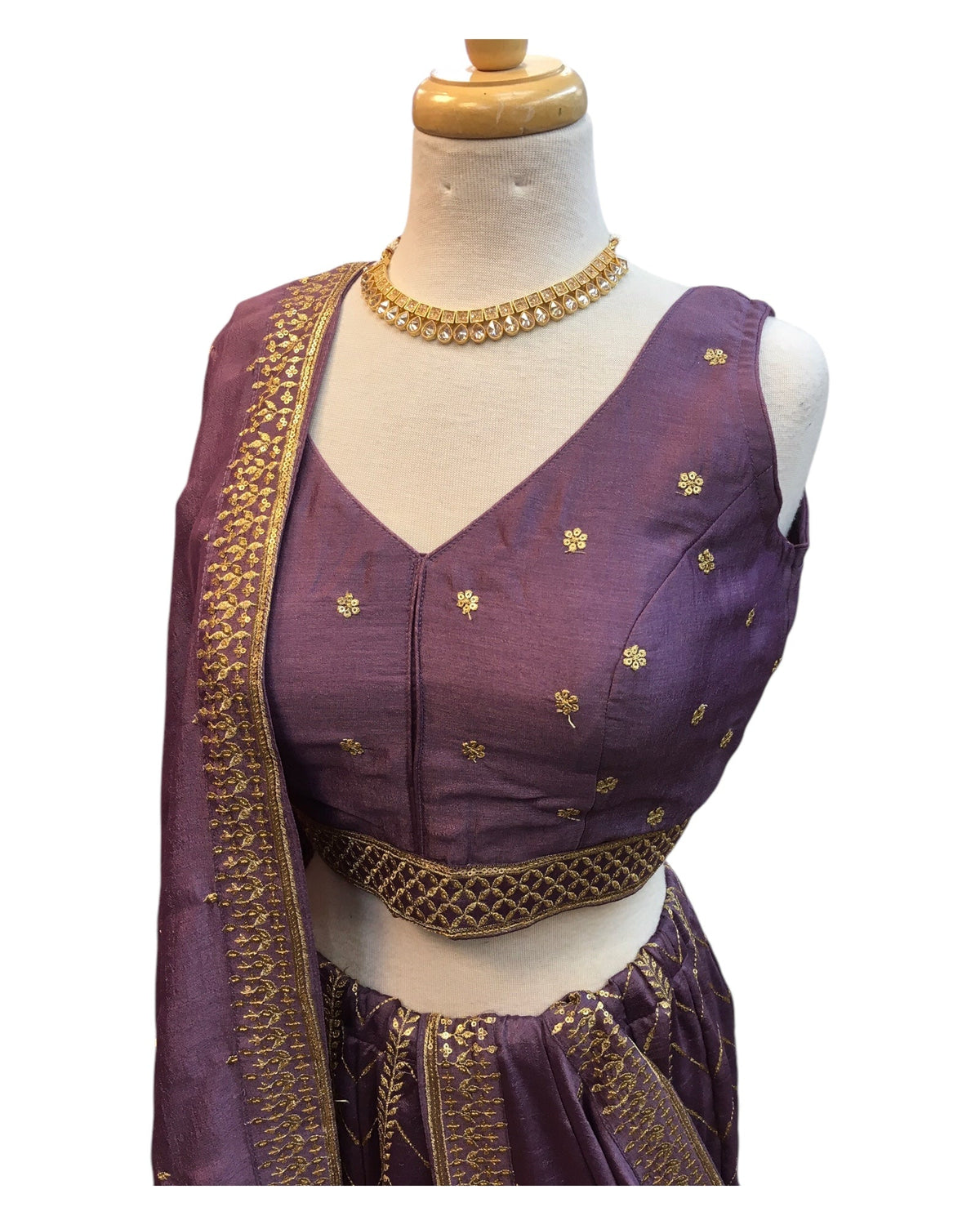 Lilac- Dupion Silk Lehenga Set - Size UK 12 (38" Bust) Adjustable to Size 14 - UK Stock - 24h Dispatch - AF2501 JY 1224 - Prachy Creations