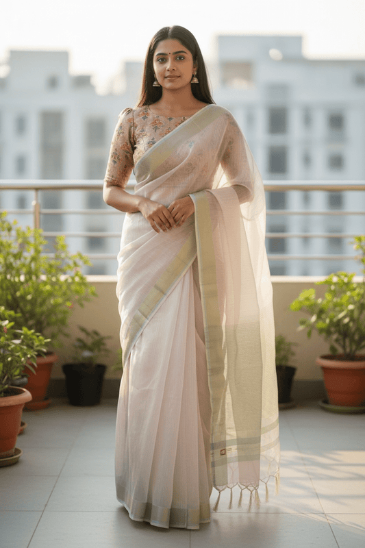 Lilac - Fancy Cotton Silky Saree with Brocade Blouse Piece - UK Stock - 2/3 days Delivery 12KP25 RT411004 - Prachy Creations