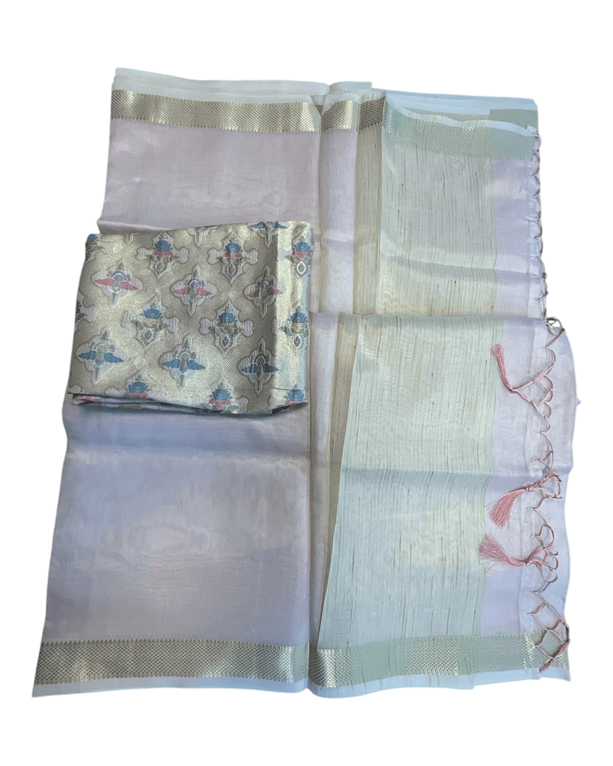 Lilac - Fancy Cotton Silky Saree with Brocade Blouse Piece - UK Stock - 2/3 days Delivery 12KP25 RT411004 - Prachy Creations
