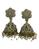 Lilac - Medium - Antique Finish Traditional Zhumki Earrings - Bollywood - Weddings - CH535 V 0724 - Prachy Creations