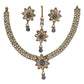 Lilac - Medium Size Antique Gold Finish Necklace Set with Earrings & Head Piece /Tika- SLV80 11H24 - Prachy Creations